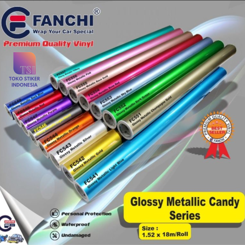 Jual Stiker Skotlet Metalik Glossy Candy Fanchi Glossy Metallic ROLL 50 ...