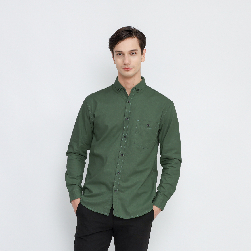 Kemeja Lengan Panjang Zehn Green