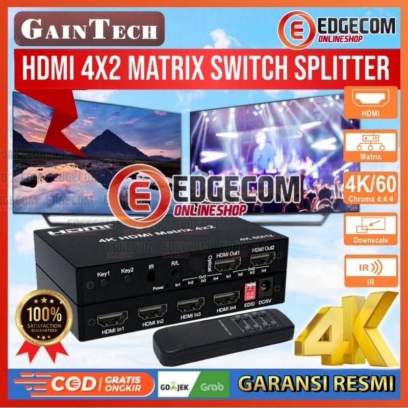 Jual HDMI Matrix Switcher & Splitter 4x2 4K EDID audio Gaintech ...