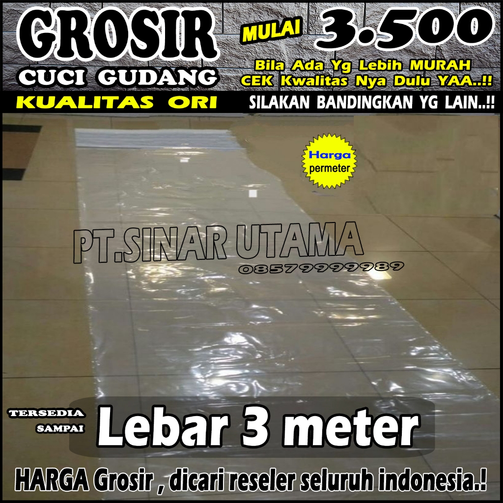 Jual Plastik Cor Bening Jumbo Lebar 1.5m - 3m Plastik Meter Rol Roll B ...