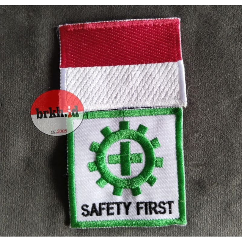 Jual Paket Bordirbetbadgepatchemblem Bendera K3 Safety First And Merah Putih Sepasang Shopee