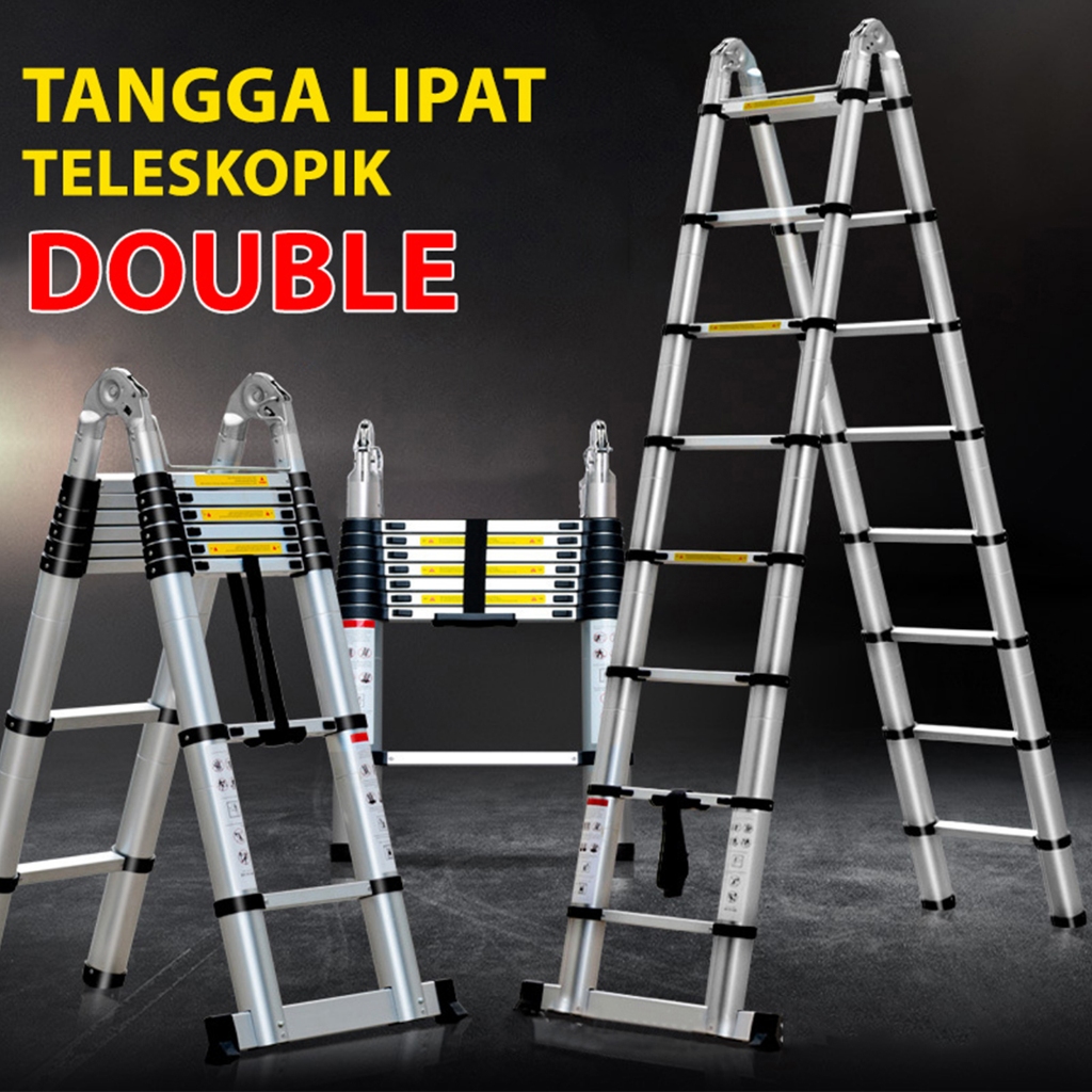 Jual Tangga Lipat Aluminium Teleskopik Portable 3 8M Double Kokoh