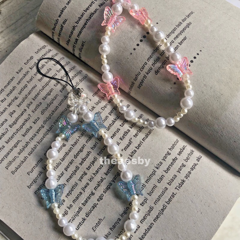 Jual (TANPA PO) RIBBON BUTTERFLY STRAPHONE, STRAP PHONE MANIK