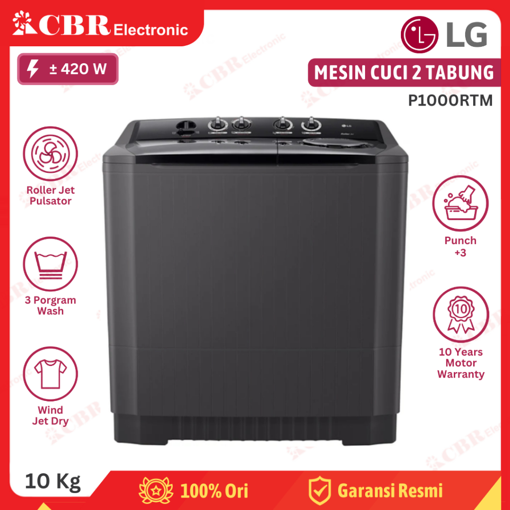 Jual Mesin Cuci LG 2 Tabung 10 Kg P1000RTM | Shopee Indonesia
