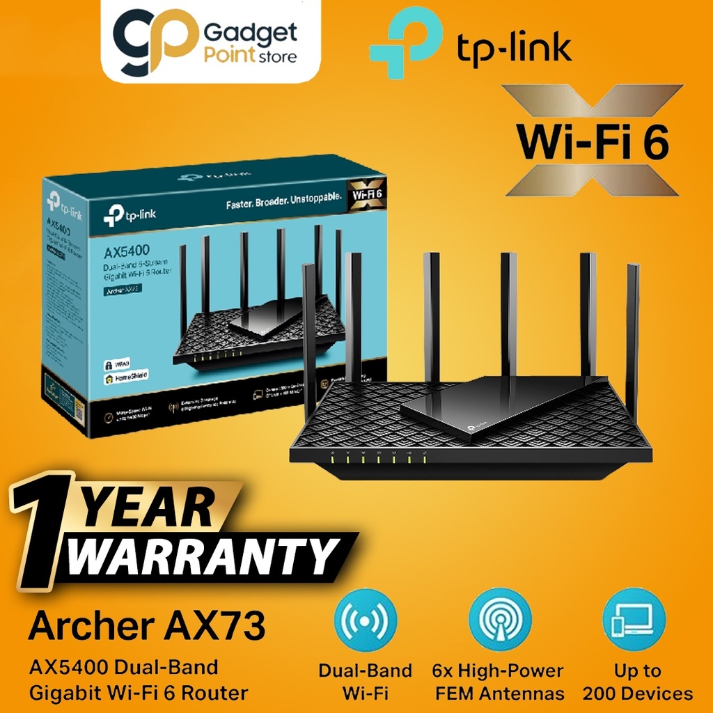 Jual Router Tp Link Archer Ax73 Ax5400 Dual Band Gigabit Wi Fi 6 Router Garansi Resmi 1 Tahun