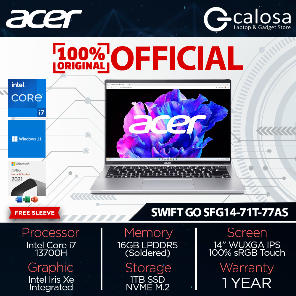 Jual Laptop ACER SWIFT GO 14 TOUCHSCREEN SFG14-71T-77AS 14" Intel Core ...