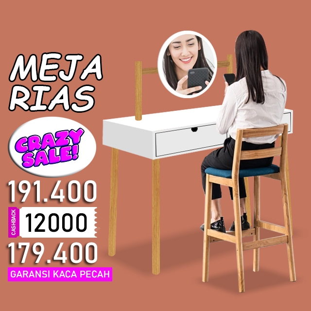 Jual Meja Rias Make Up Table Termurah Free Packing Kayu Shopee Indonesia