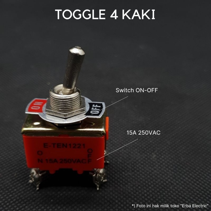 Jual 15A 250v E-TEN 1221 Toggle Switch 4 PIN Saklar On-Off-On | Shopee ...