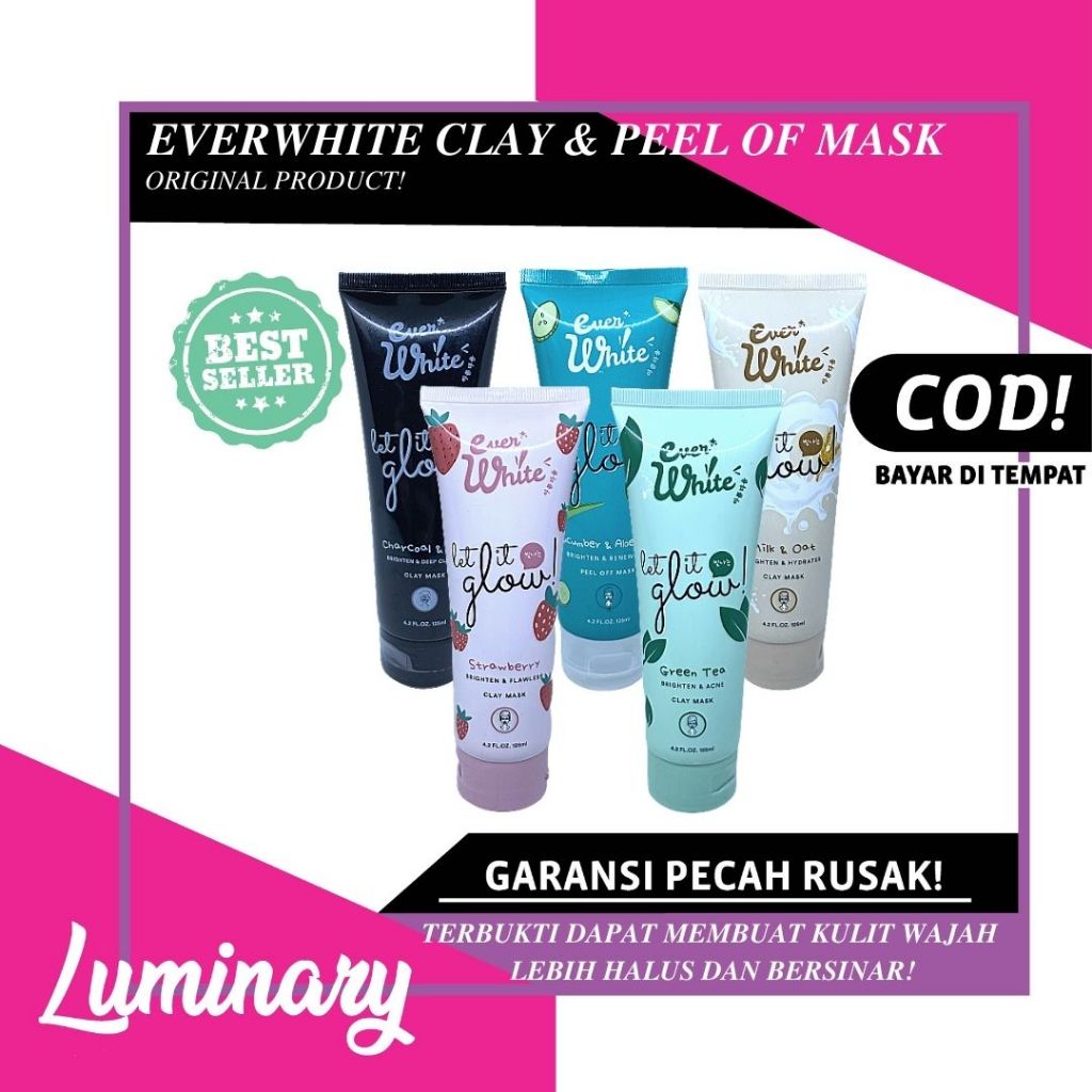 Jual EVERWHITE CLAY MASK & PEEL OFF MASK MASKER WAJAH MURAH MASKER MU