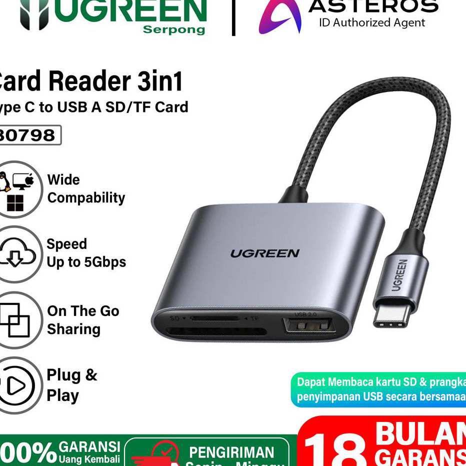 Jual Harga Heboh UGREEN Card Reader USB Type A 3.0 Dan Card Reader USB ...