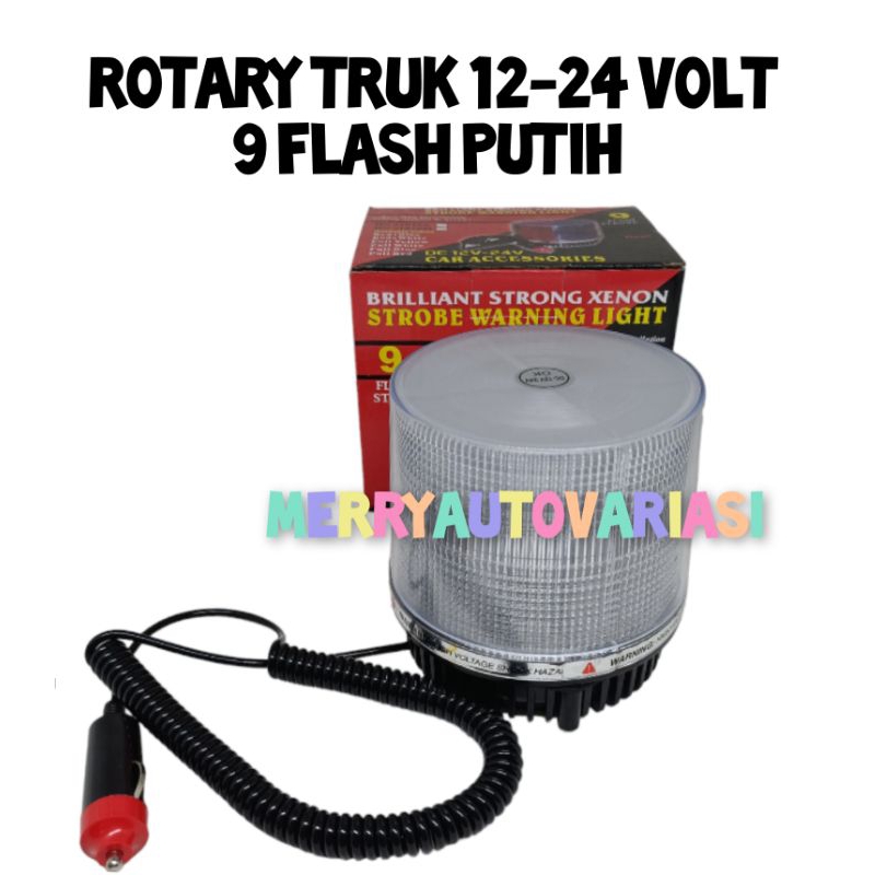 Jual LAMPU LED ROTARI 9 FLASH PUTIH 12-24 VOLT | Shopee Indonesia