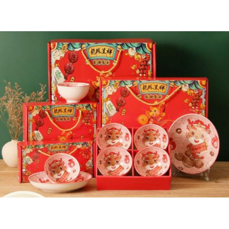 Jual Mangkok Keramik Imlek Shio Naga Cny Ceramic Bowl Set Mangkuk