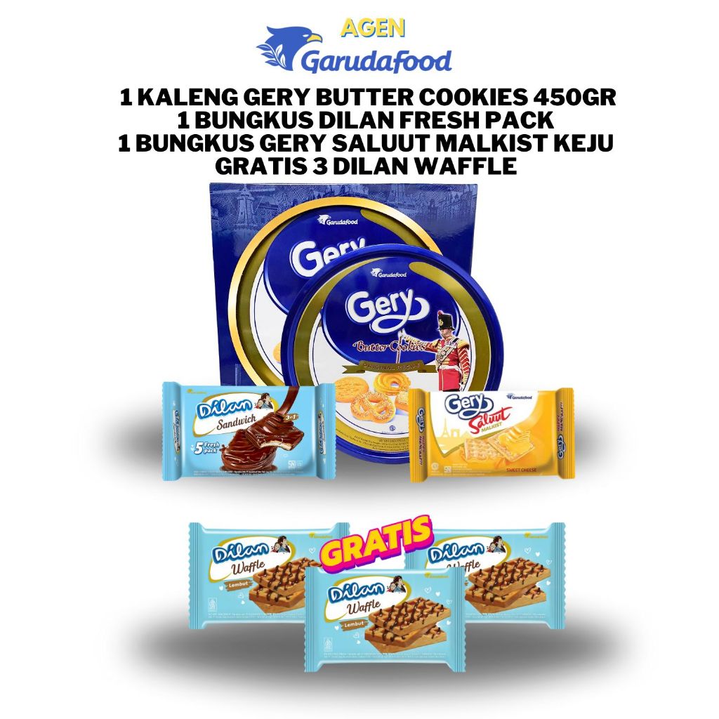 Jual [PILIH VARIAN MALKIST] 1 KALENG Gery Butter Cookies 450gr 1