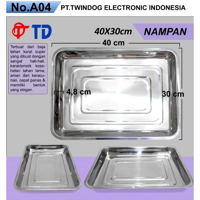 Jual Nampan Stainless Persegi Tebal Baki Kotak Serbaguna Stenlis Steel Baking Tray Tatakan Saji 2909