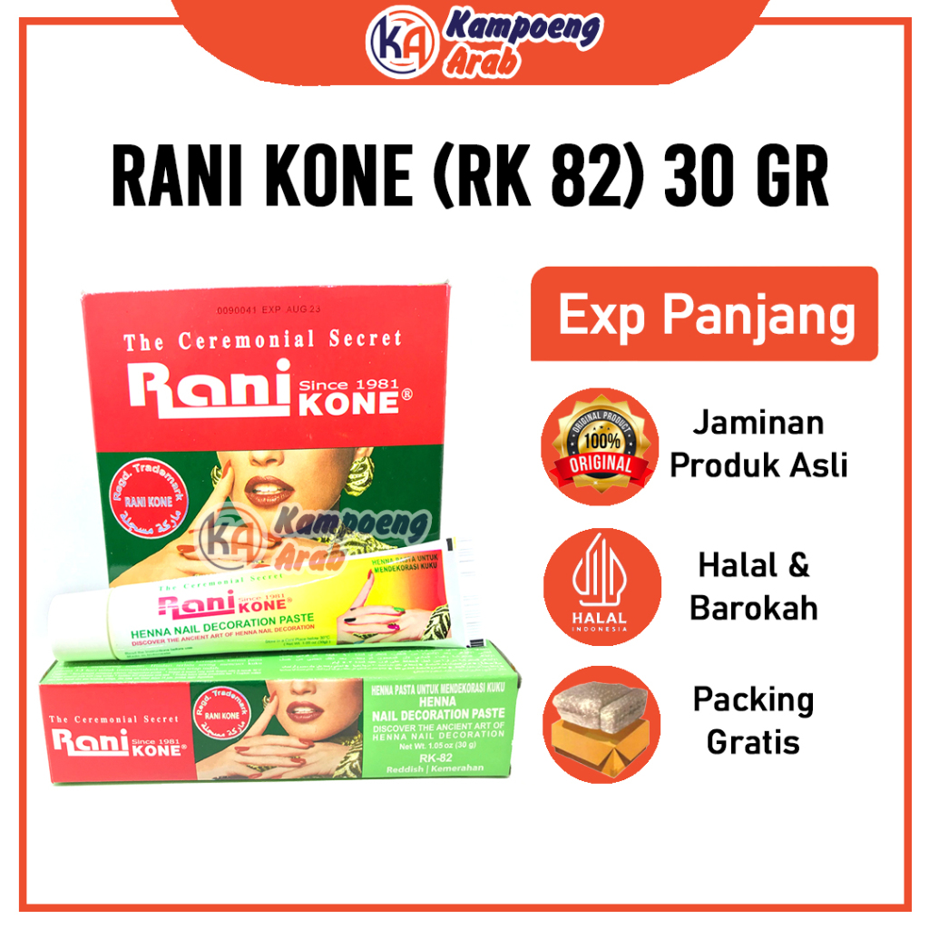 Jual Heena/Henna Kutek Kuku 82 30GR (Merah) Rani Cone RK Aneka Warna ...