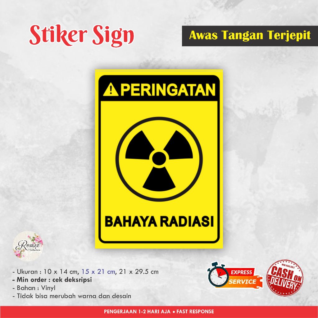 Jual Stiker Sign Bahaya Radiasi Only Vinyl Stiker Peringatan Sign