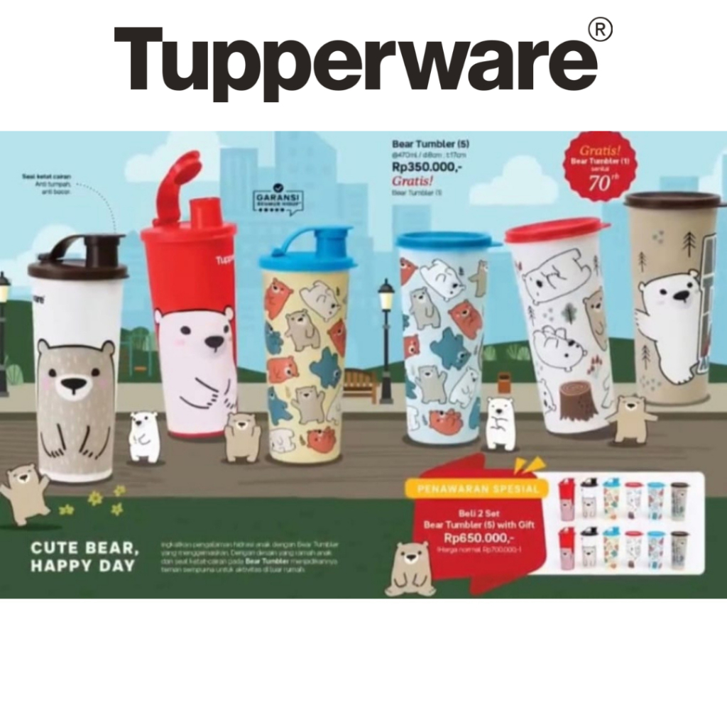 Jual PROMO Tupperware Bear Tumbler 470ml ECER 1pcs | Shopee Indonesia