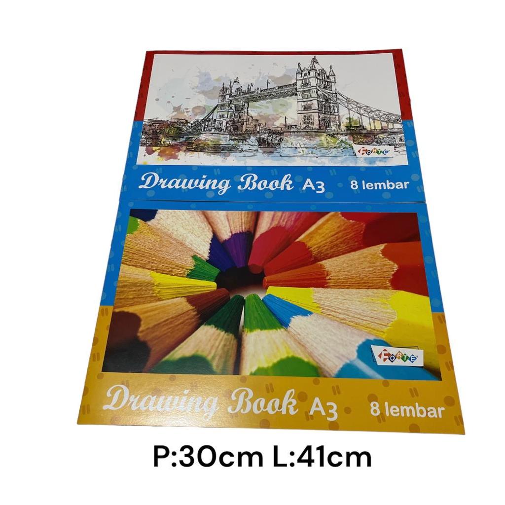 Jual GBR BESAR-A3 BUKU GAMBAR BESAR 8 LEMBAR FORTE HALUS POLOS | Shopee