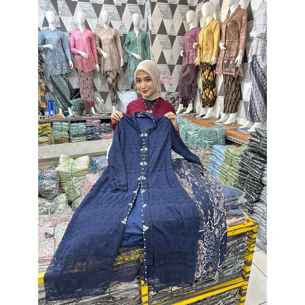 Jual Permata Olshop Setelan Kebaya Floy Tunik Busui Brukat Payet