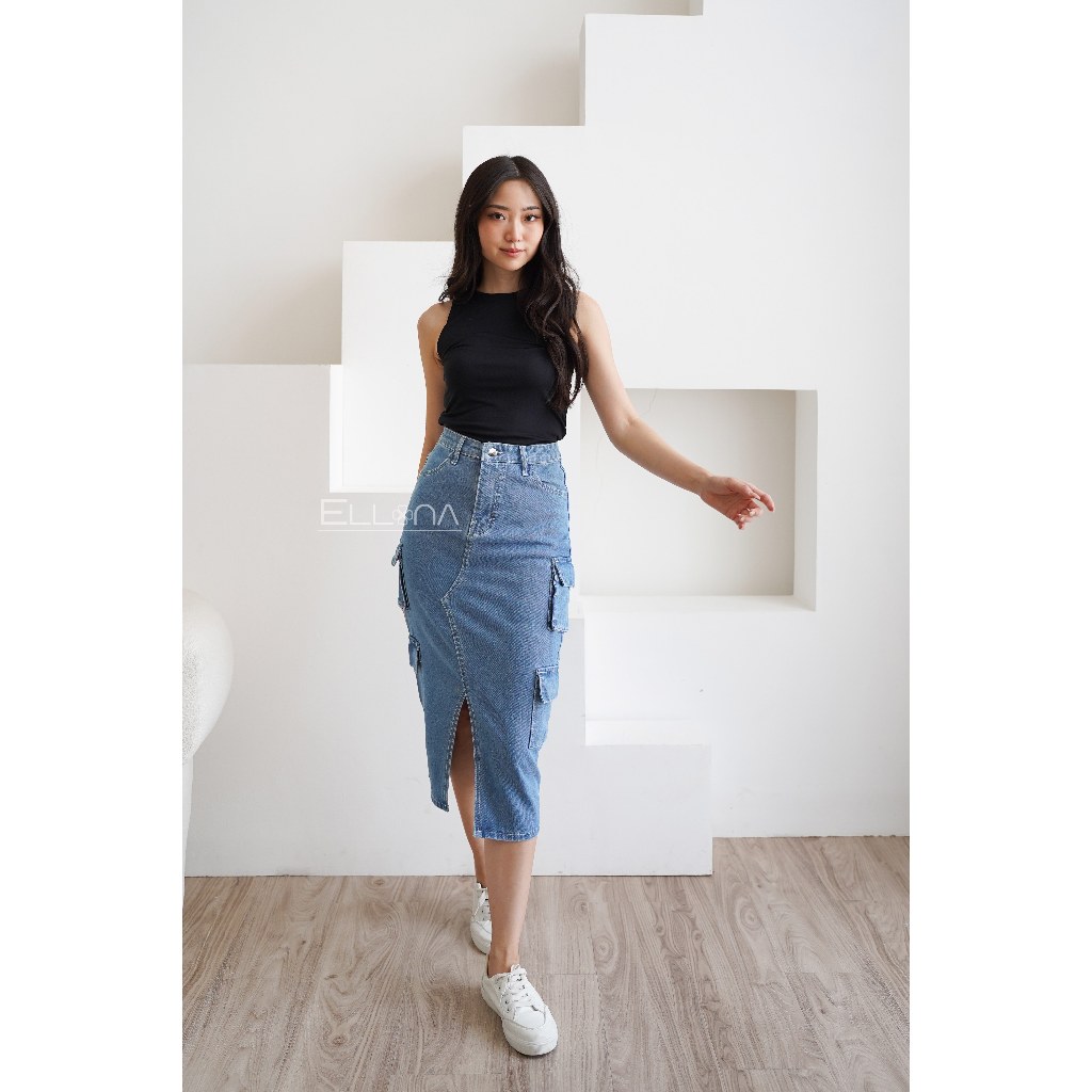 Jual OSSO JEANS - Rok Double Cargo Biru Sedeng - Double Cargo Skirt ...