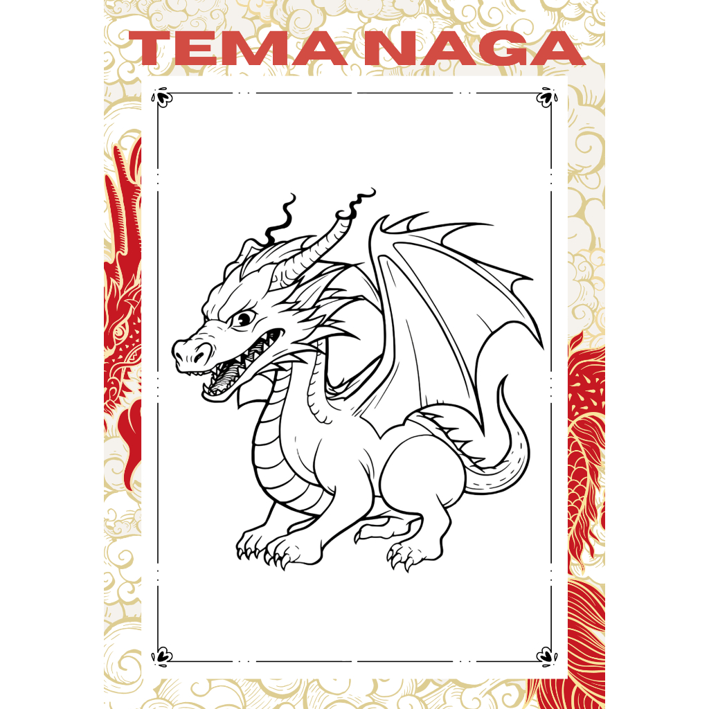 Jual KERTAS MEWARNAI NAGA / KERTAS GAMBAR NAGA / NAGA / KERTAS MEWARNAI ...