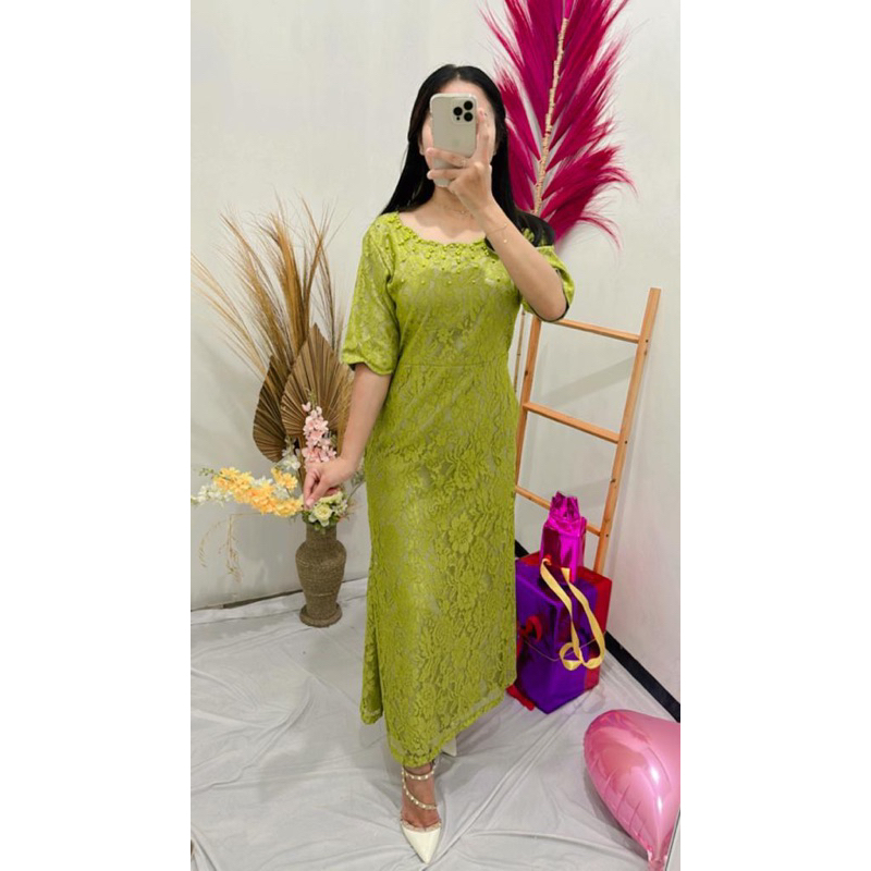 Jual Dress brukat Adela / Dress brukat natal / Dress pesta /dress