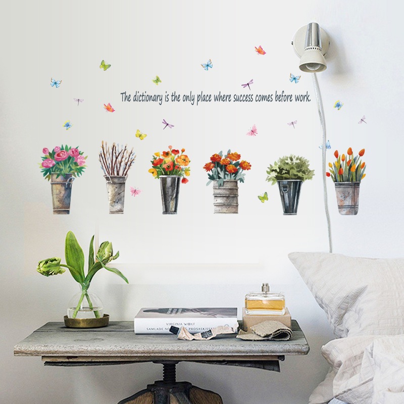Jual Reliza Wall Sticker Retro Pot Vase Bunga Garden Aesthetic Klasik ...