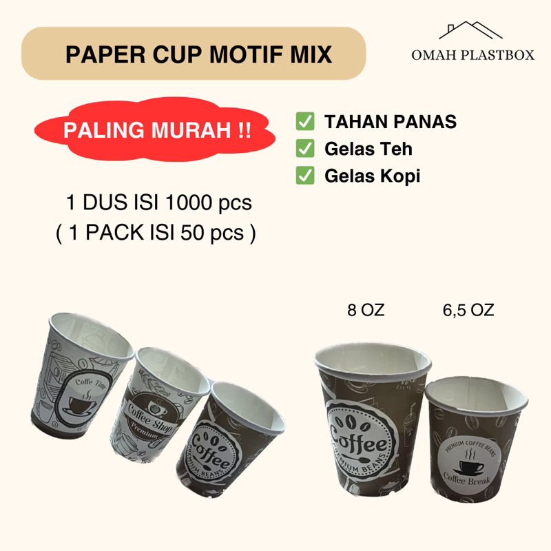 Jual Paper Cupgelas Motif Mix Kopi Teh 50 Pcs Ukuran 65 Oz Dan 8 Oz Shopee Indonesia 4378