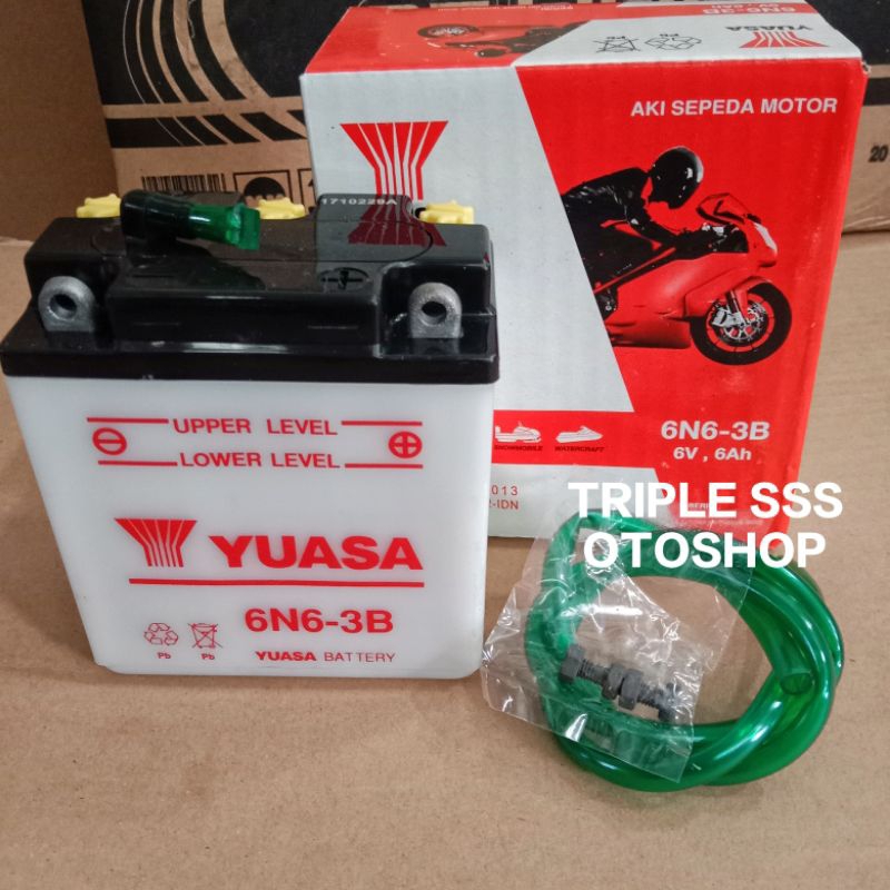 Jual (STOK READY LAGI) ACCU / AKI YUASA TIPE 6N6-3B (BASAH) 6V-6A ...