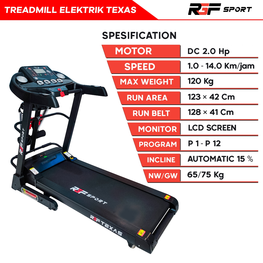 Alat Fitness Treadmill Elektrik RGF SPORT Texas
