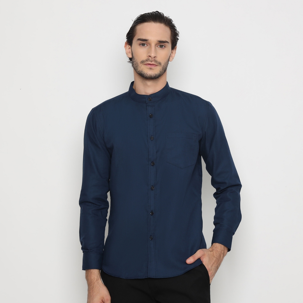 Jual Enzy Basic Kemeja Shanghai Oxford Panjang - Navy | Shopee Indonesia