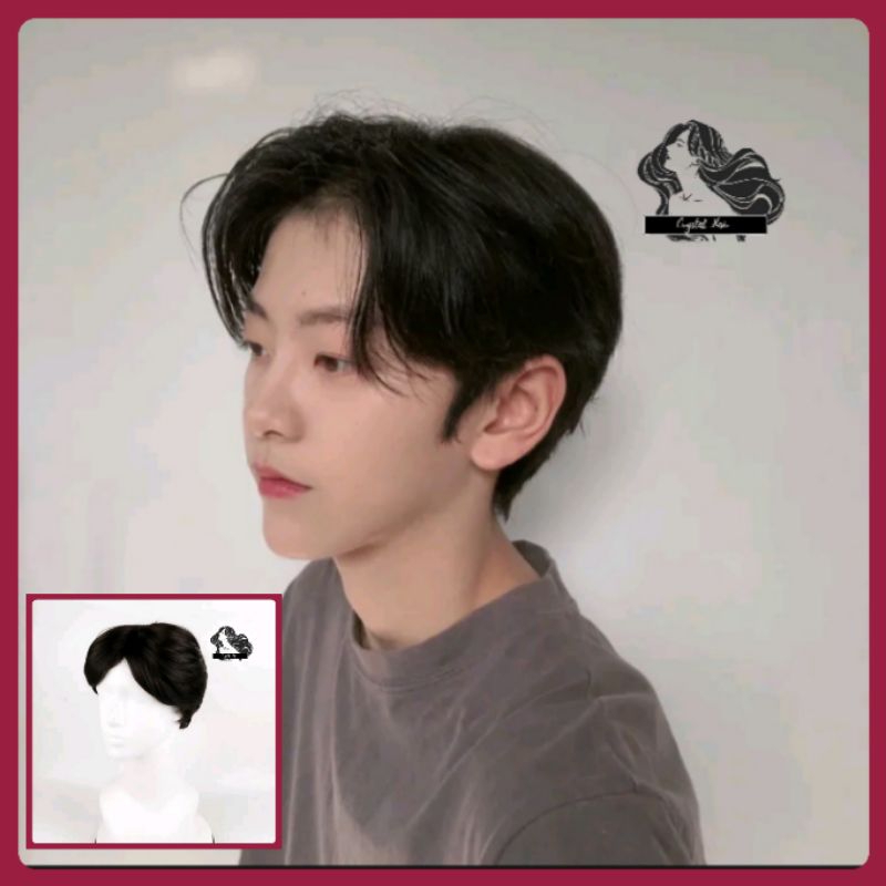 Jual wig pria belah tengah model korea | Shopee Indonesia