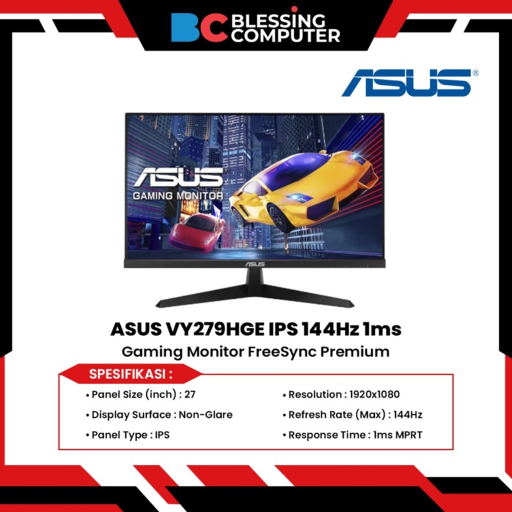 Jual ASUS VY279HGE IPS 144Hz 1ms Gaming Monitor FreeSync Premium ...