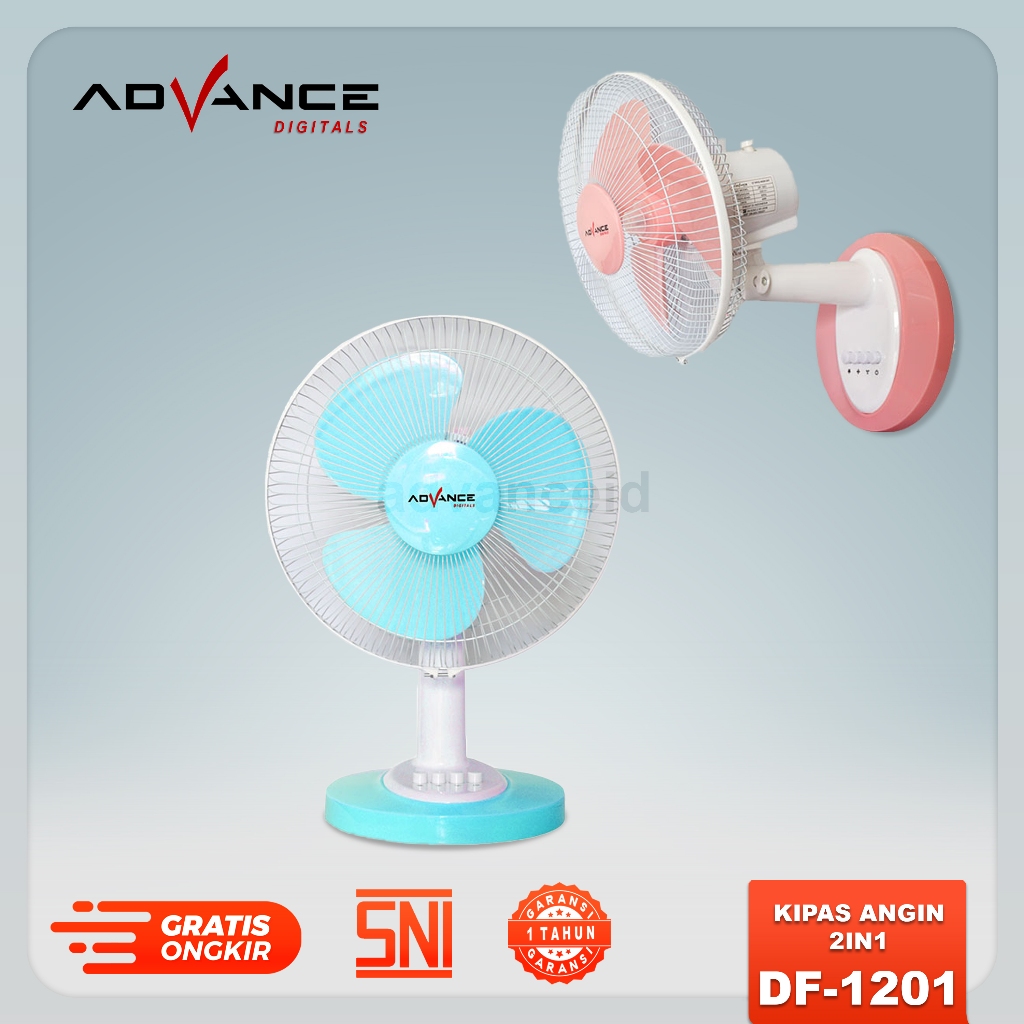 Jual Advance DF1201 Fan 2in1 Kipas Angin Desk Wall Fan Kipas Duduk Dan ...