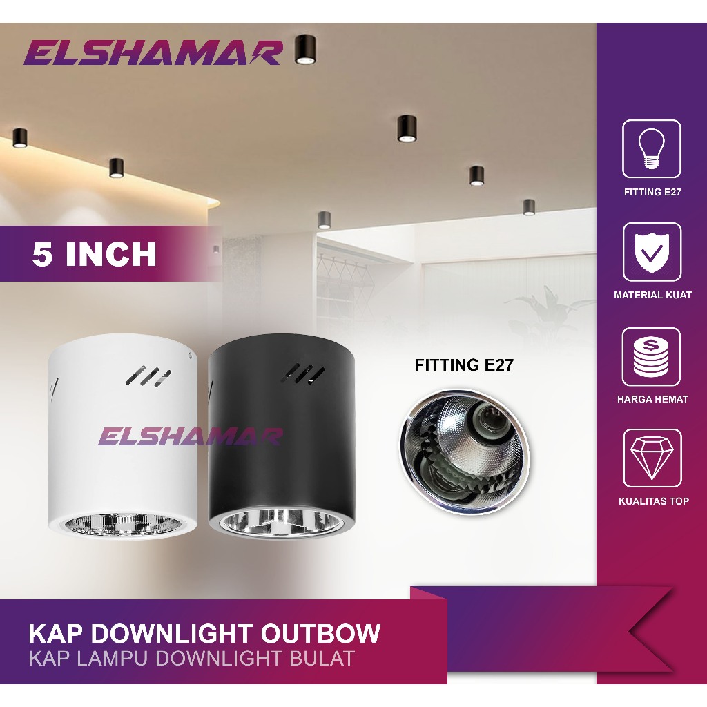 Jual Kap Lampu Downlight Rumah Outbow Bulat Fitting E Inch Shopee Indonesia