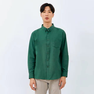 M231 Kemeja Pria Basic Polos Oxford Panjang Hijau Botol 1456W