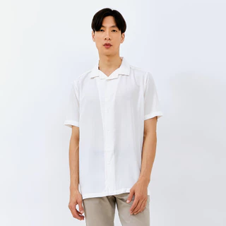 M231 Kemeja Pria Basic Polos Hawaii Pendek Putih 2310B