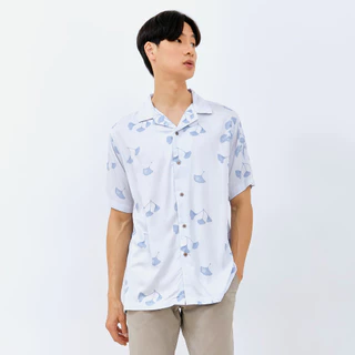 M231 Kemeja Pria Printing Hawaii Pendek Biru New Terrain 3180C