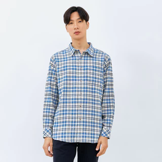 M231 Kemeja Pria Flannel Panjang Biru 0093