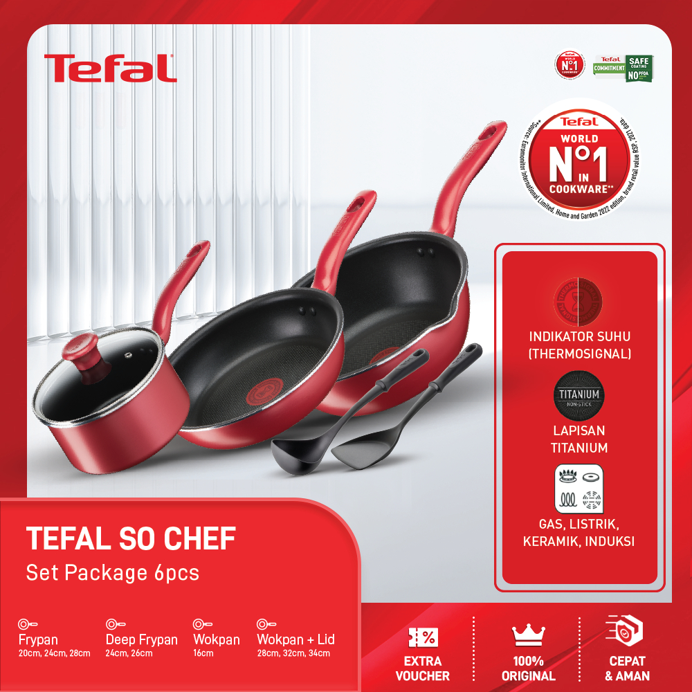 Jual Tefal So Chef Set Package 6pcs Dengan Box Gratis Spatula Wajan Set Induksi Hampers