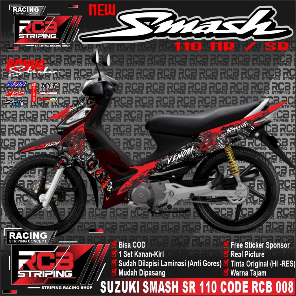 Jual Sticker Stiker Striping Smash SR 110 BANYAK Variasi venom (Semua ...