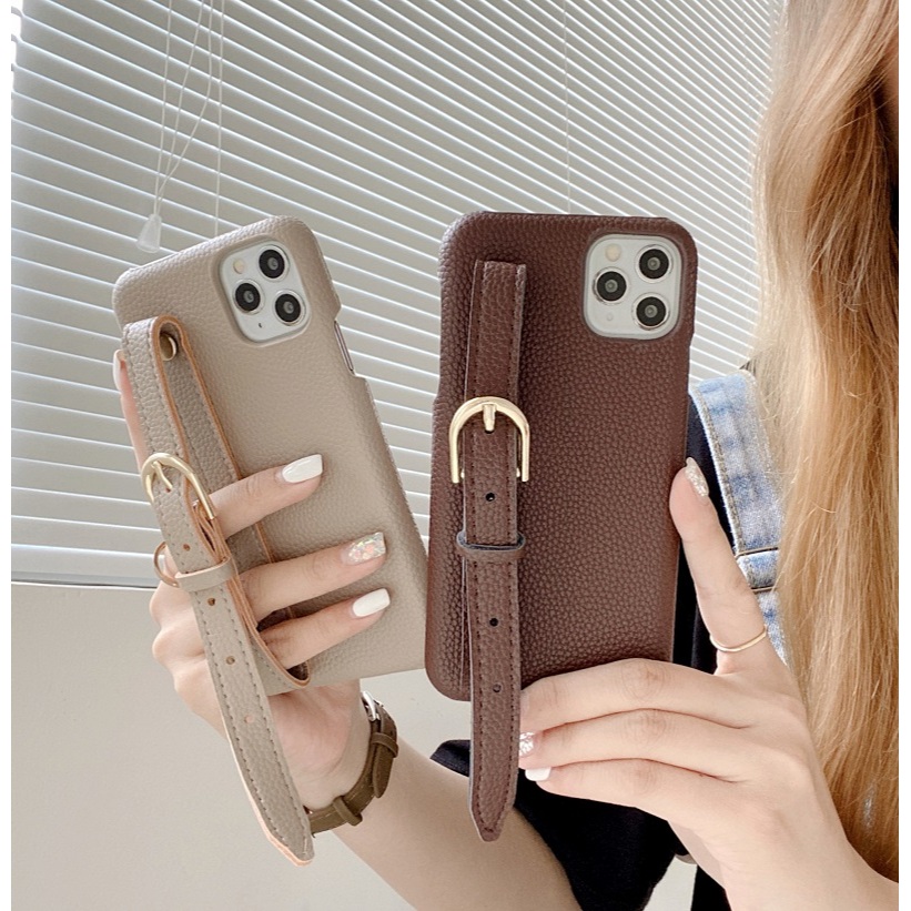 Jual Simple solid color wristband phone case suitable for IPHONE 15