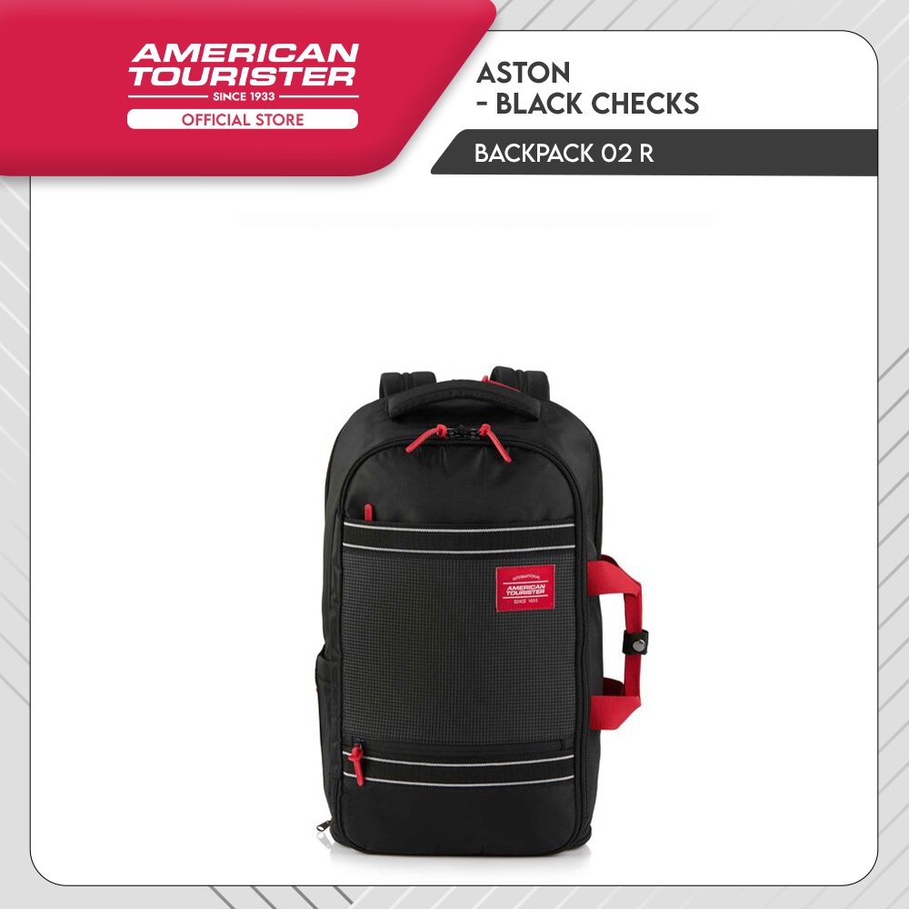 Jual American Tourister Aston Backpack 02 R Black Checks Shopee