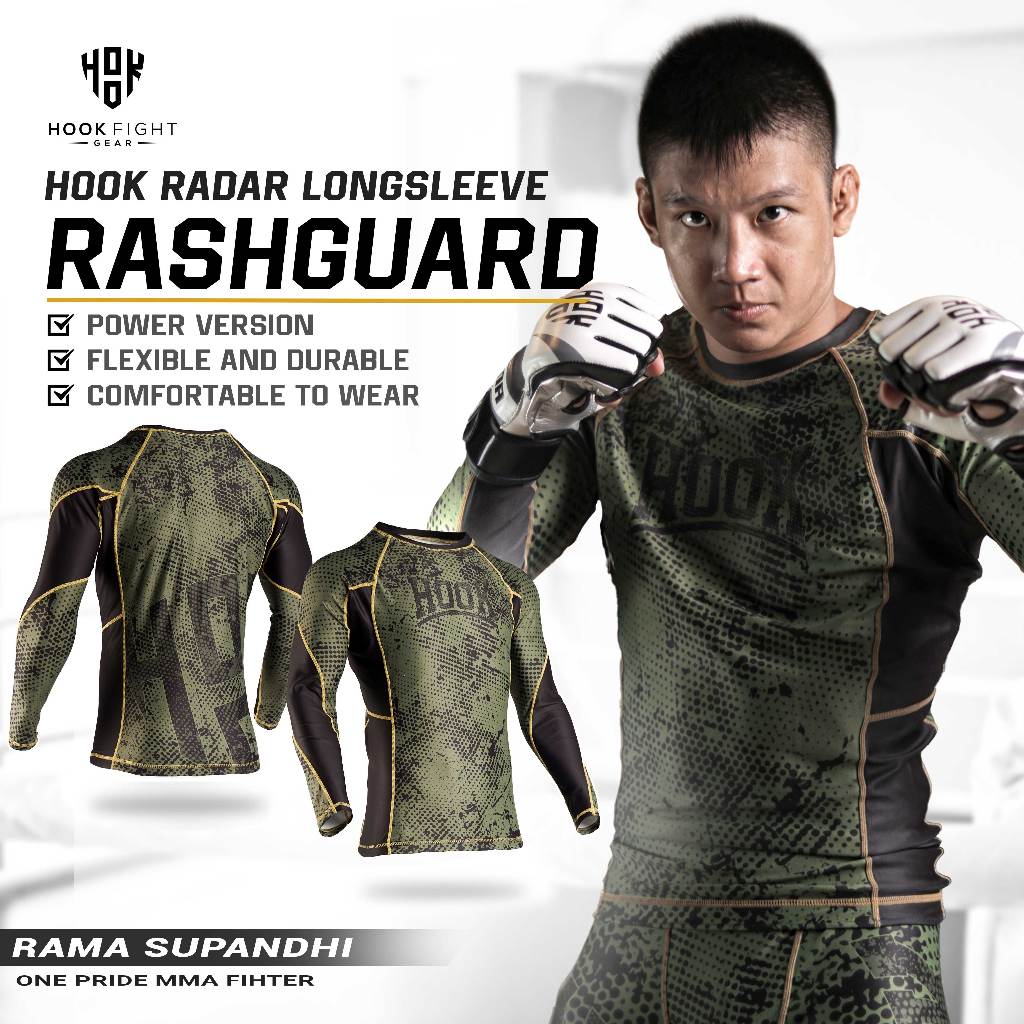 Jual Hook Rashguard MMA BJJ Compression Muay Thai Longsleeves Rash