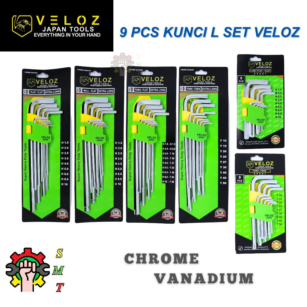 Jual Kunci L Set Veloz 9 Pcs Chrome Vanadium Steel SMT Surabaya ...