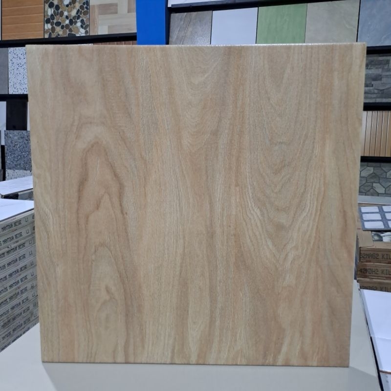 Jual Keramik Lantai Kayu 50x50 Mulia Signature Canarium Beige Keramik