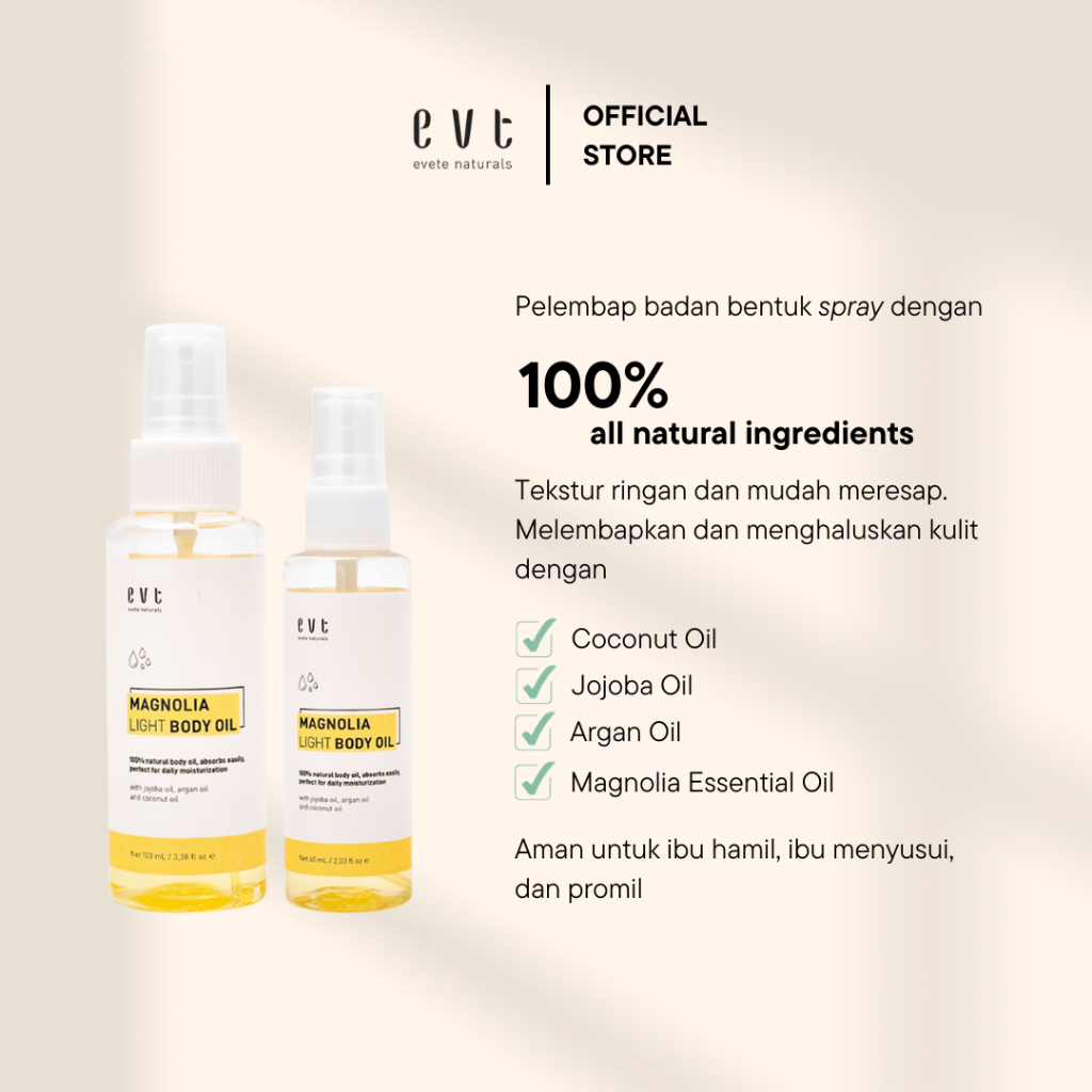 Jual Evete Naturals - Magnolia Light Body Oil | Shopee Indonesia