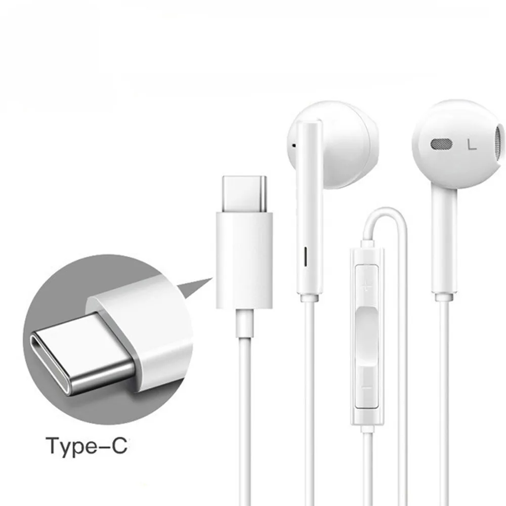 Jual Earphone Headset In-Ear Input Colokan USB Type C Dengan Volume dan ...