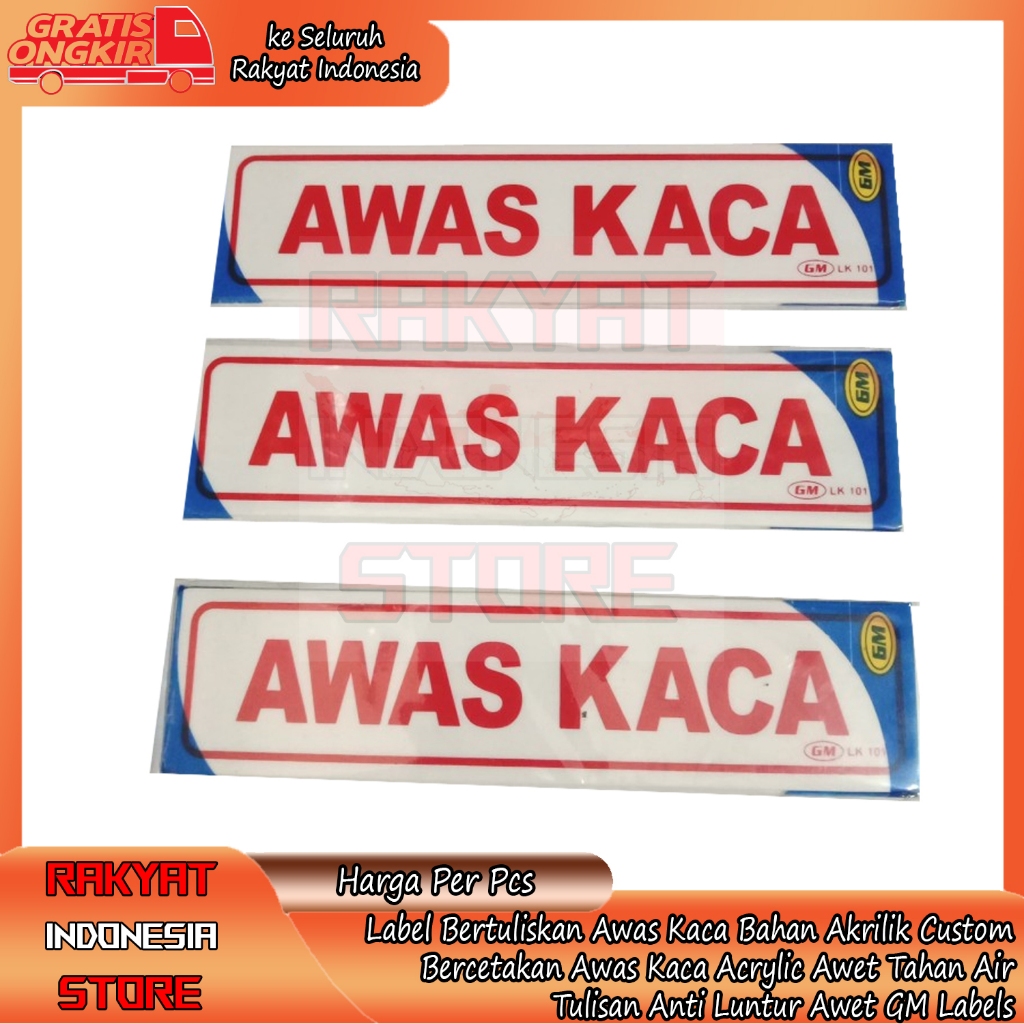 Jual Label Awas Kaca Ruangan Akrilik Anti Air Awet Label Petunjuk Push Labell Acrylic Sticker Gm