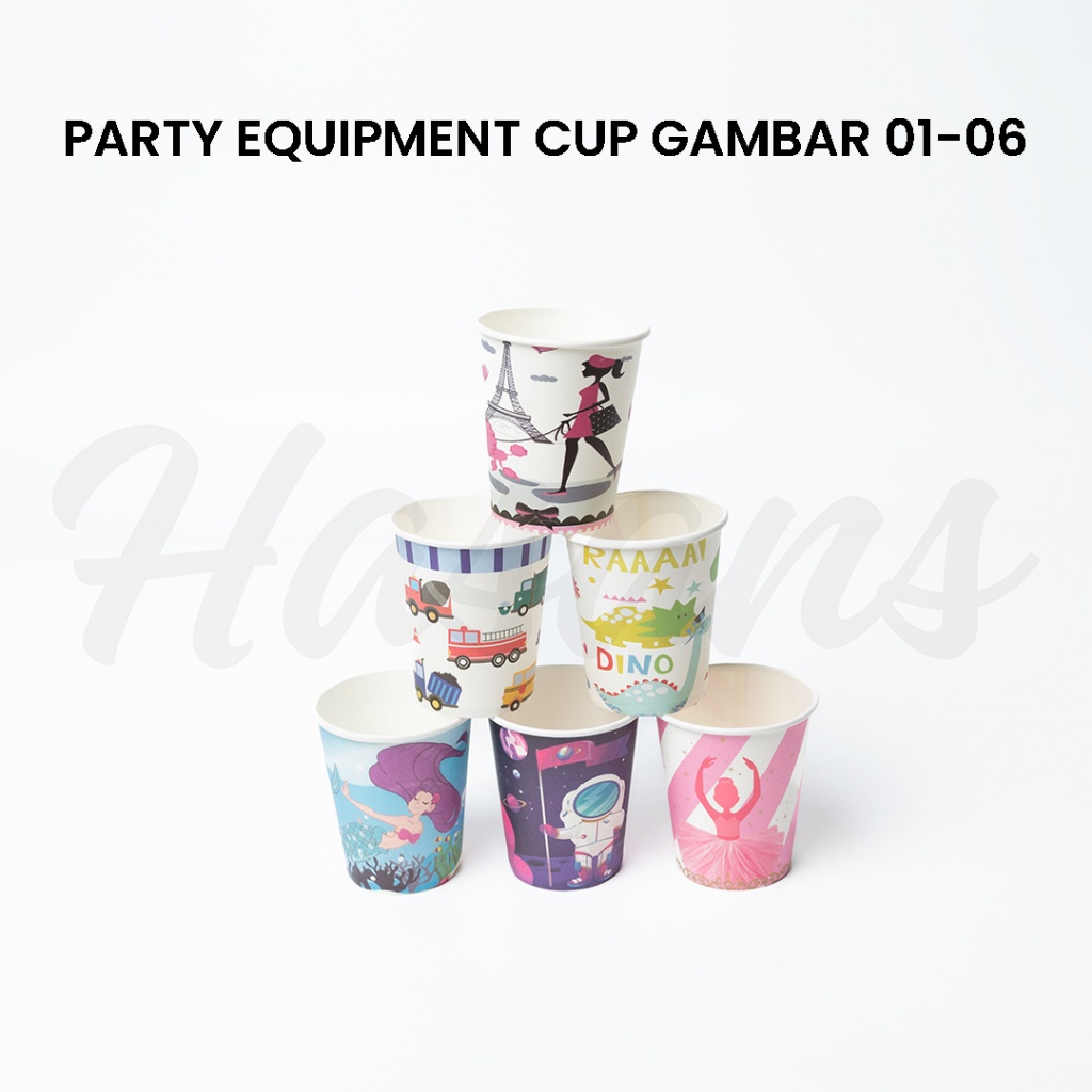 Jual [10 Pcs] Gelas Kertas Motif / Paper Cup / Gelas Ulang Tahun Motif ...